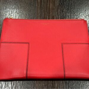Tory Burch Block-T Travel Pouch/Clutch Red (Dust Bag Included)